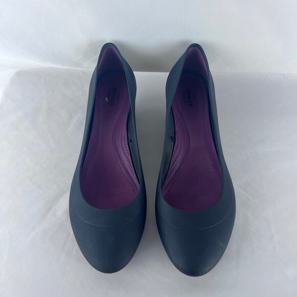 Crocs Lina Wedges Shoes Pump Black Dual Comfort Wedge Heel Women’s Size 7 - Picture 2 of 6